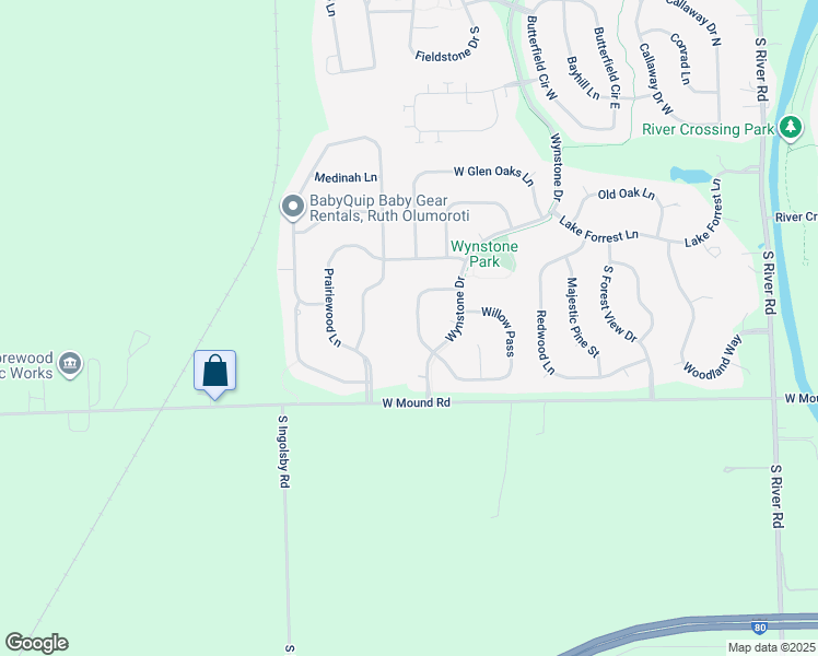 map of restaurants, bars, coffee shops, grocery stores, and more near 21354 South Prairie Landing Lane in Shorewood