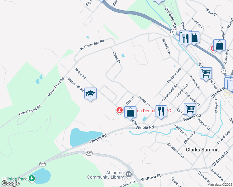 map of restaurants, bars, coffee shops, grocery stores, and more near 202 Teaberry Ln in Clarks Summit