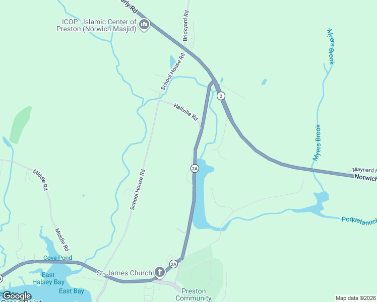 map of restaurants, bars, coffee shops, grocery stores, and more near 36 Connecticut 2A in Preston