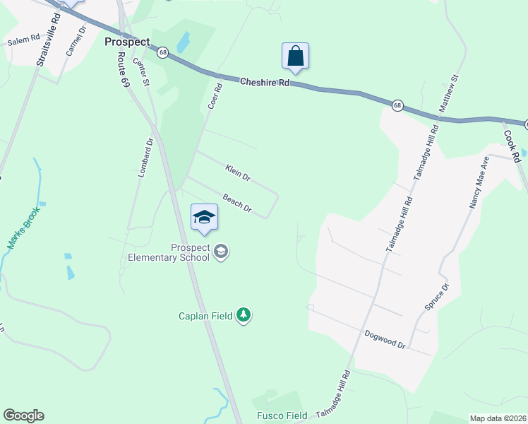 map of restaurants, bars, coffee shops, grocery stores, and more near 83 Beach Drive in Prospect