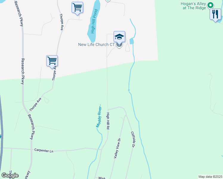 map of restaurants, bars, coffee shops, grocery stores, and more near 328 High Hill Road in Wallingford