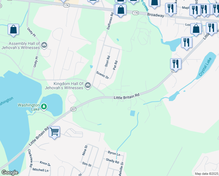 map of restaurants, bars, coffee shops, grocery stores, and more near 8 Coranas Lane in Newburgh