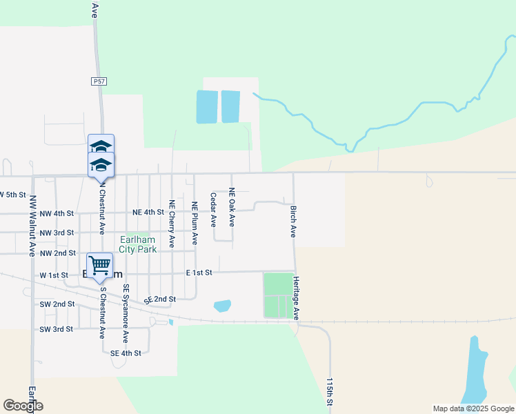 map of restaurants, bars, coffee shops, grocery stores, and more near 822 Northeast 4th Street in Earlham