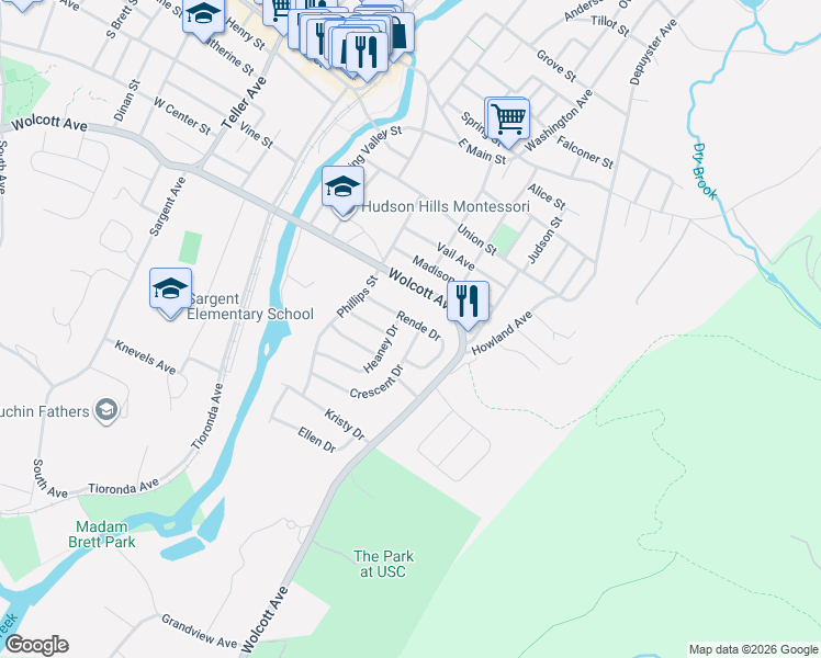 map of restaurants, bars, coffee shops, grocery stores, and more near 3 Crescent Drive in Beacon