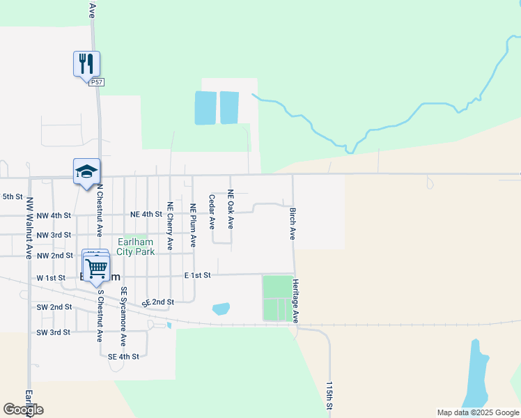 map of restaurants, bars, coffee shops, grocery stores, and more near 822 Northeast 4th Street in Earlham