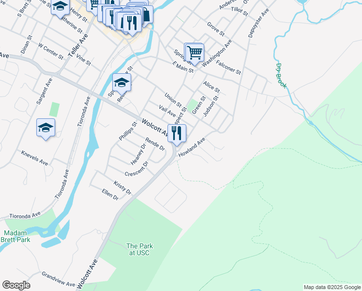 map of restaurants, bars, coffee shops, grocery stores, and more near 141 Howland Avenue in Beacon