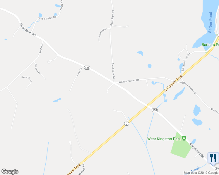 map of restaurants, bars, coffee shops, grocery stores, and more near Tara Lynn Court in South Kingstown