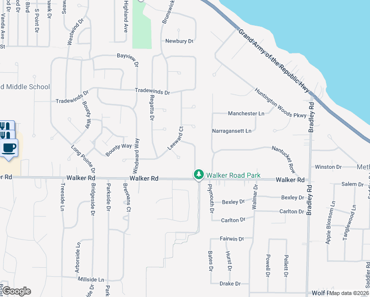 map of restaurants, bars, coffee shops, grocery stores, and more near 438 Anchors Weigh in Avon Lake