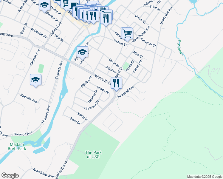 map of restaurants, bars, coffee shops, grocery stores, and more near 795 Wolcott Avenue in Beacon
