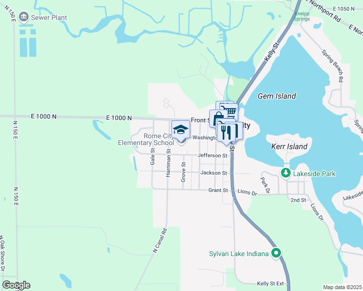 map of restaurants, bars, coffee shops, grocery stores, and more near 400 Jefferson Street in Rome City