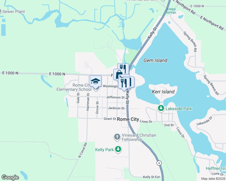 map of restaurants, bars, coffee shops, grocery stores, and more near 252 Weston Street in Rome City