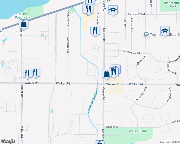 map of restaurants, bars, coffee shops, grocery stores, and more near 33459 Halle Court in Avon Lake