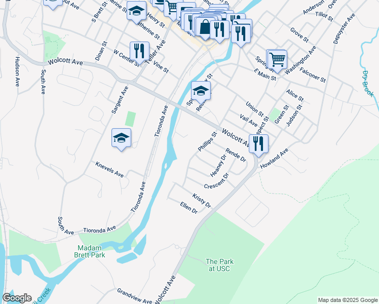 map of restaurants, bars, coffee shops, grocery stores, and more near 3 Schofield Place in Beacon