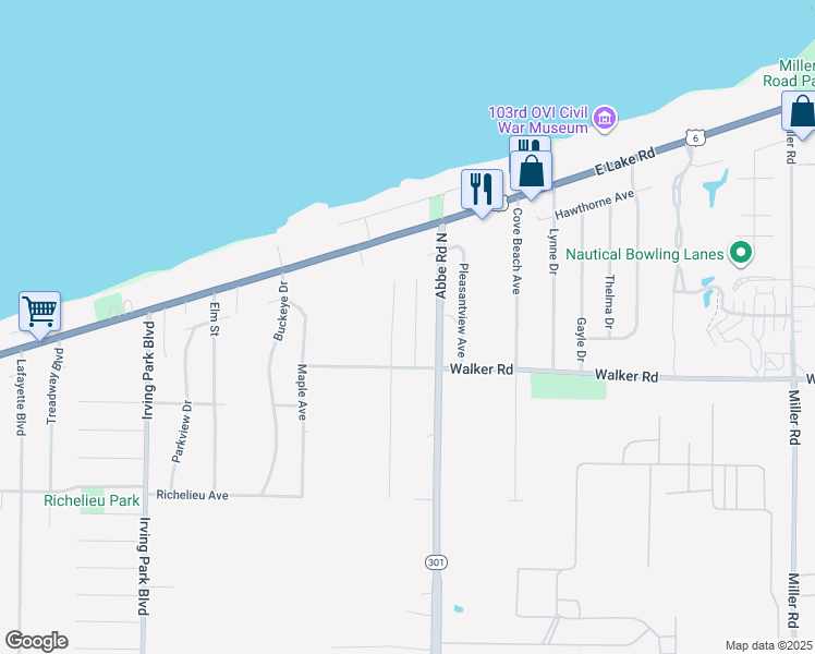 map of restaurants, bars, coffee shops, grocery stores, and more near 342 Lakeview Avenue in Sheffield Lake