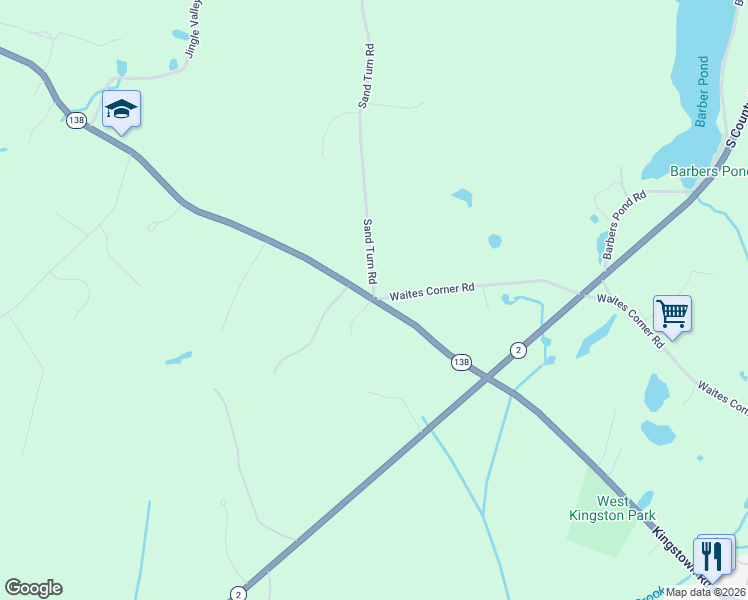 map of restaurants, bars, coffee shops, grocery stores, and more near 20 Tara Lynn Court in South Kingstown