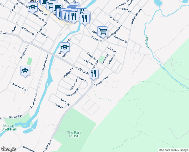 map of restaurants, bars, coffee shops, grocery stores, and more near 141 Howland Avenue in Beacon