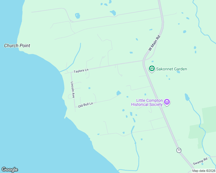 map of restaurants, bars, coffee shops, grocery stores, and more near 40 Taylors Lane in Little Compton