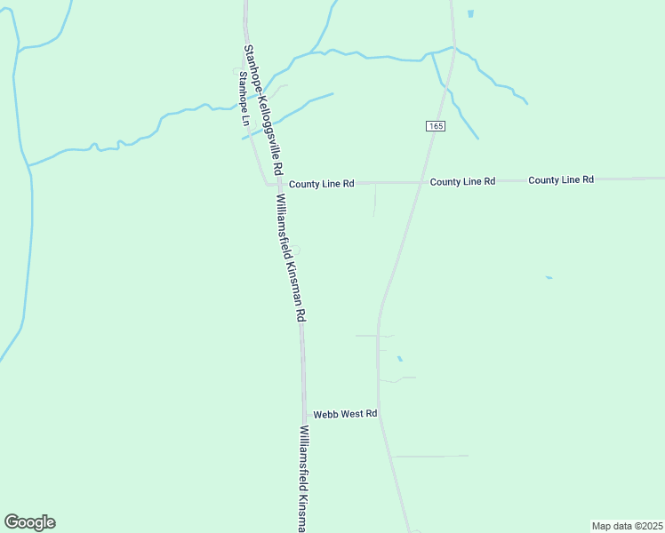 map of restaurants, bars, coffee shops, grocery stores, and more near 10056 Williamsfield Kinsman Road in Kinsman
