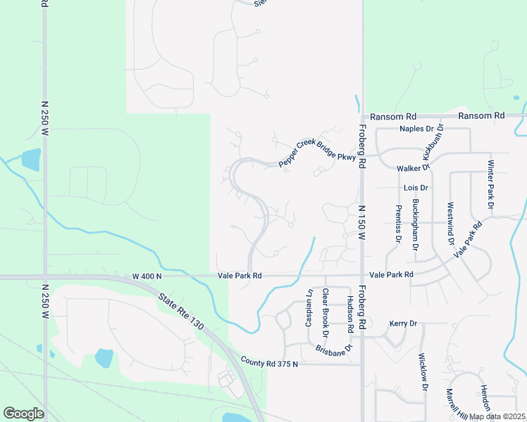 map of restaurants, bars, coffee shops, grocery stores, and more near Pepper Creek in Valparaiso