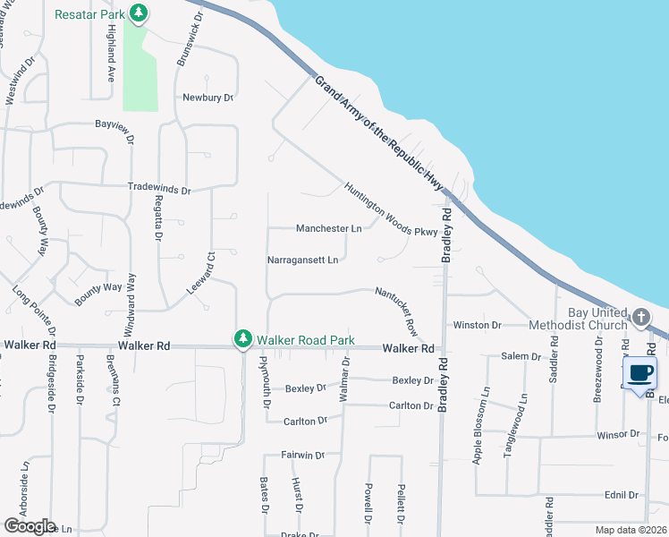 map of restaurants, bars, coffee shops, grocery stores, and more near 31113 Narragansett Lane in Bay Village