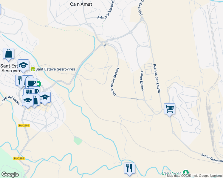 map of restaurants, bars, coffee shops, grocery stores, and more near 9 Carrer de les Masies in Sant Esteve Sesrovires