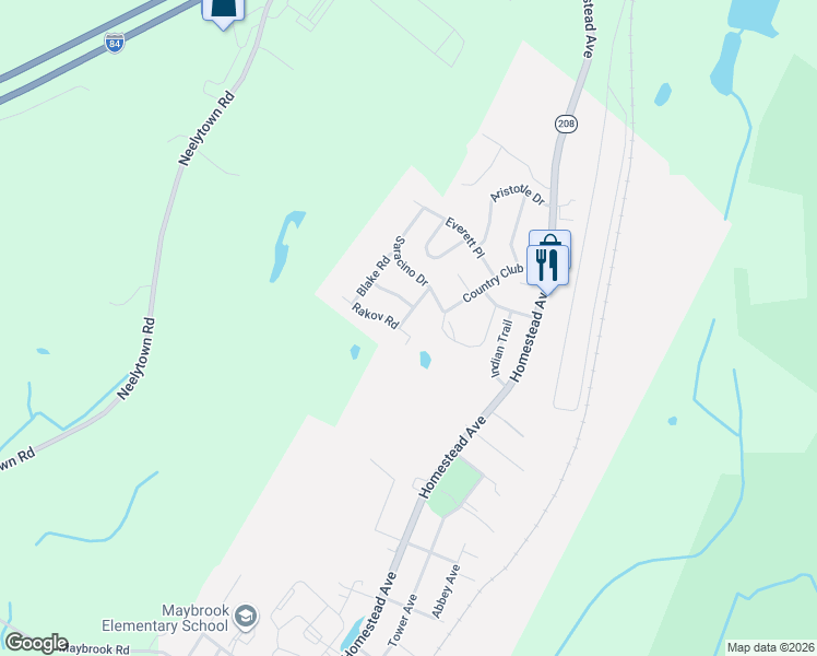 map of restaurants, bars, coffee shops, grocery stores, and more near 402 Rakov Road in Maybrook