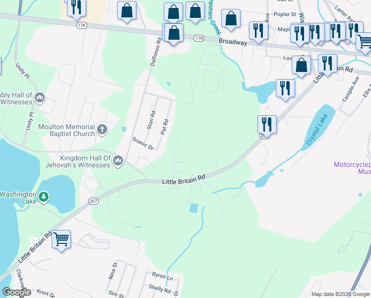 map of restaurants, bars, coffee shops, grocery stores, and more near 480 Little Britain Road in Newburgh