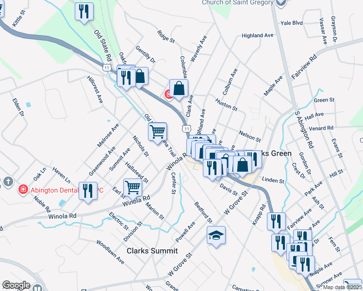 map of restaurants, bars, coffee shops, grocery stores, and more near 200 Old Lackawanna Trail in Clarks Summit
