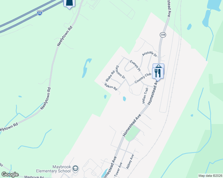 map of restaurants, bars, coffee shops, grocery stores, and more near 402 Rakov Road in Maybrook