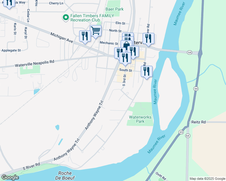 map of restaurants, bars, coffee shops, grocery stores, and more near 149 Lexington Avenue in Waterville