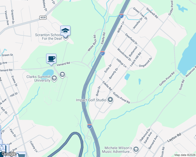 map of restaurants, bars, coffee shops, grocery stores, and more near in Lackawanna County