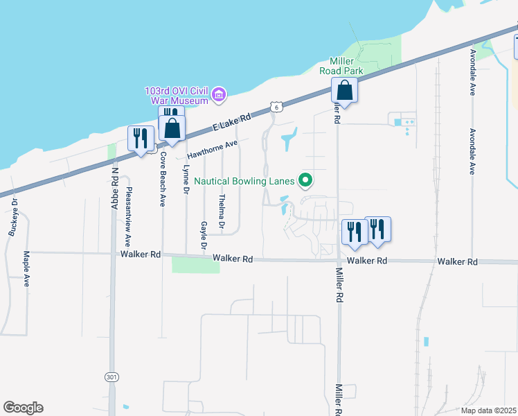map of restaurants, bars, coffee shops, grocery stores, and more near 917 Aqua Marine Boulevard in Avon Lake