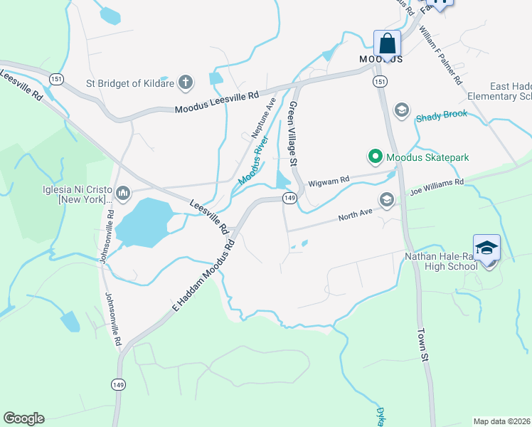 map of restaurants, bars, coffee shops, grocery stores, and more near 364 East Haddam Moodus Road in East Haddam