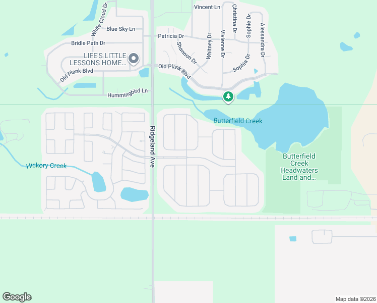 map of restaurants, bars, coffee shops, grocery stores, and more near 105 Petunia Circle in Matteson