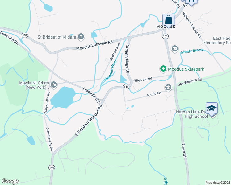 map of restaurants, bars, coffee shops, grocery stores, and more near 364 East Haddam Moodus Road in East Haddam