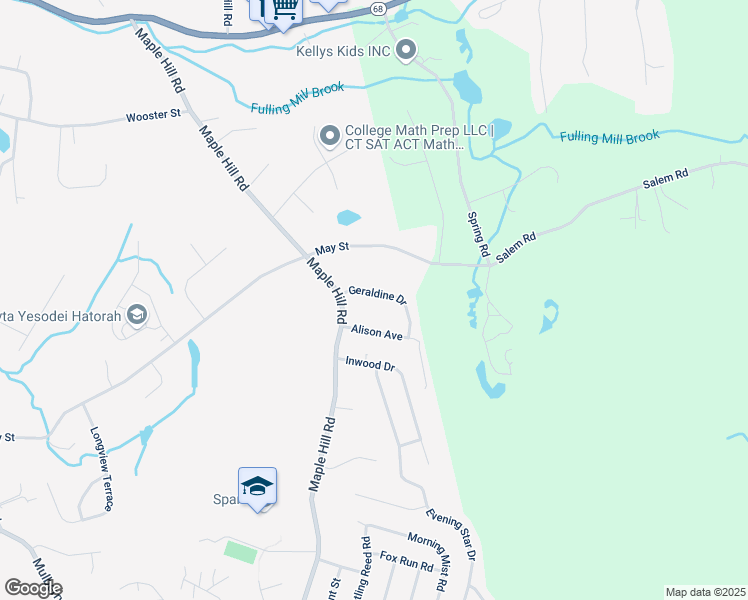 map of restaurants, bars, coffee shops, grocery stores, and more near 41 Geraldine Drive in Naugatuck