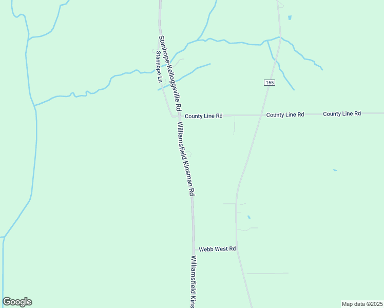 map of restaurants, bars, coffee shops, grocery stores, and more near 10056 Williamsfield Kinsman Road in Kinsman