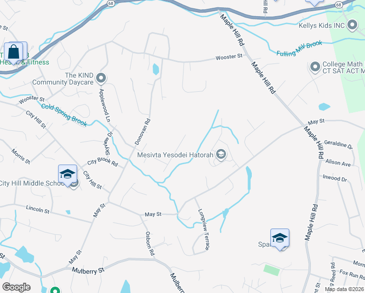 map of restaurants, bars, coffee shops, grocery stores, and more near 40 Country Hollow Road in Naugatuck