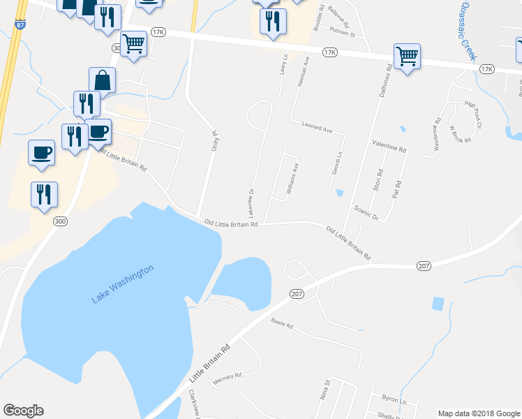 map of restaurants, bars, coffee shops, grocery stores, and more near 5 Williams Avenue in Newburgh