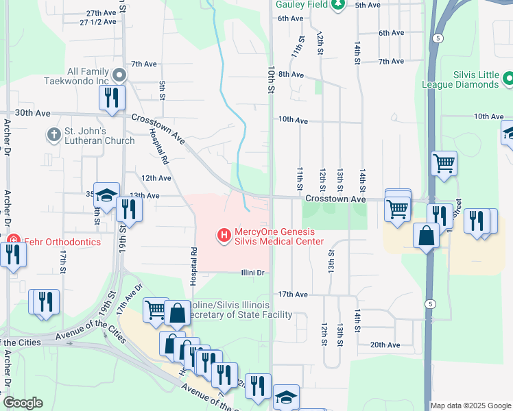 map of restaurants, bars, coffee shops, grocery stores, and more near in Silvis