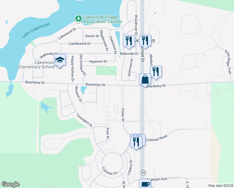 map of restaurants, bars, coffee shops, grocery stores, and more near 2901 Cedar Street in Norwalk