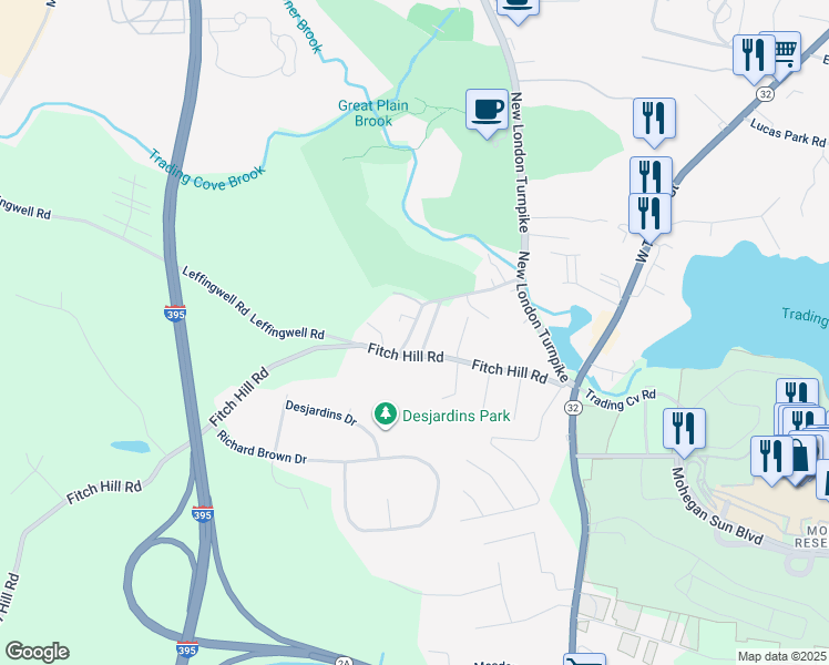 map of restaurants, bars, coffee shops, grocery stores, and more near 10 Palmer Street in Montville