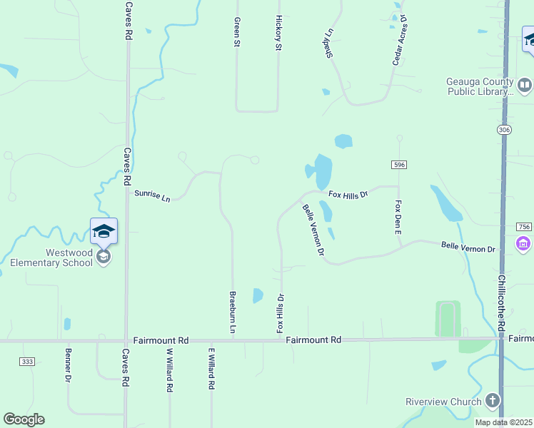 map of restaurants, bars, coffee shops, grocery stores, and more near 13648 Fox Hills Drive in Geauga County