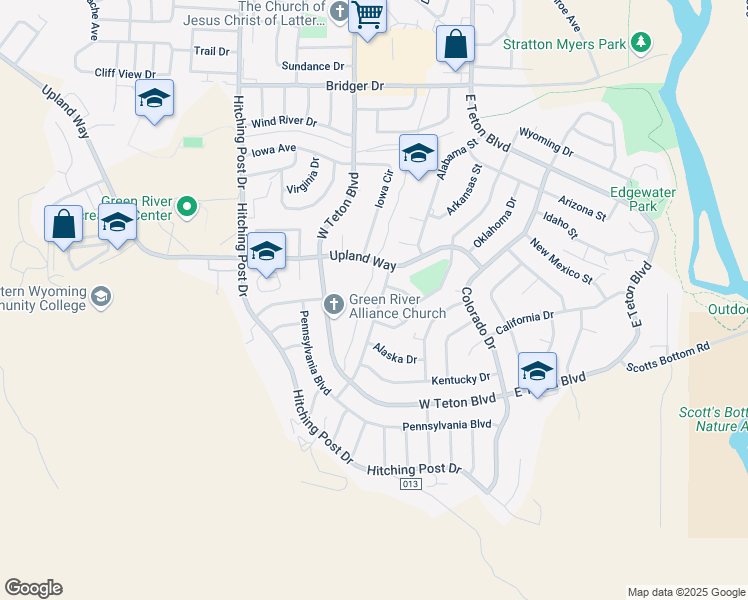 map of restaurants, bars, coffee shops, grocery stores, and more near 2210 Mississippi St in Green River