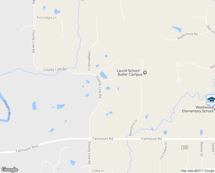 map of restaurants, bars, coffee shops, grocery stores, and more near 13695 County Line Road in Chagrin Falls