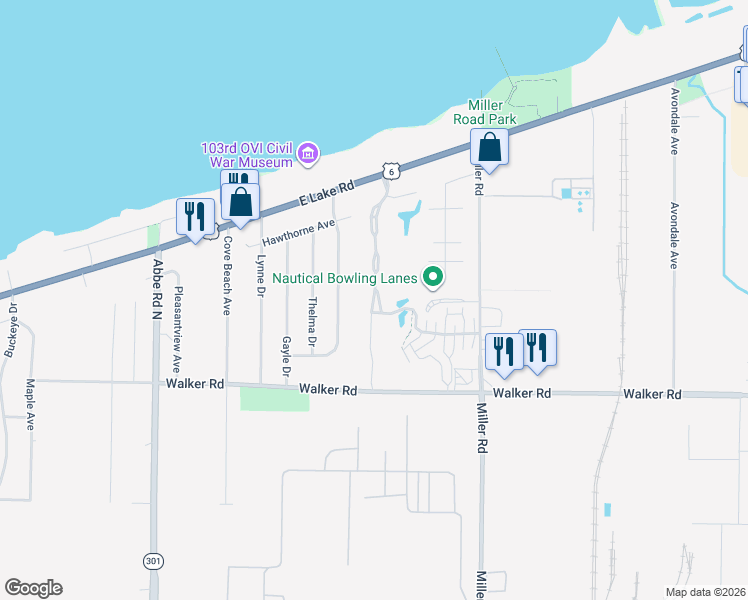 map of restaurants, bars, coffee shops, grocery stores, and more near 917 Aqua Marine Boulevard in Avon Lake