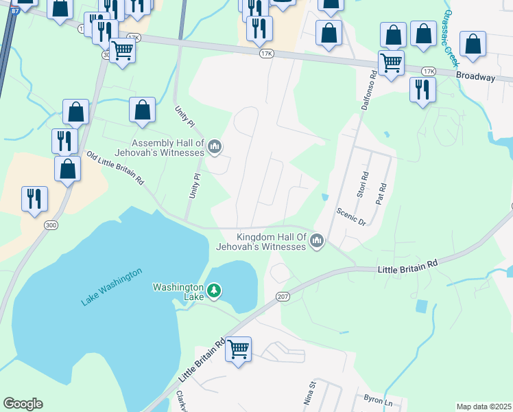 map of restaurants, bars, coffee shops, grocery stores, and more near 5 Williams Avenue in Newburgh