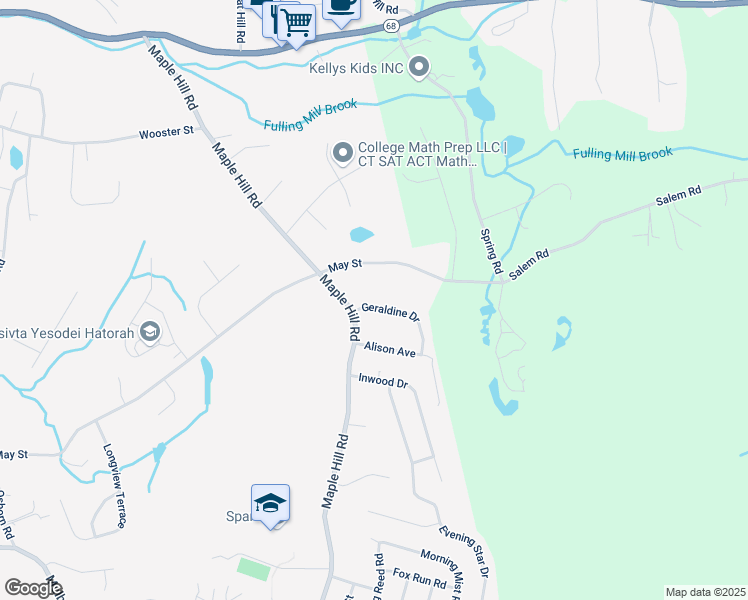 map of restaurants, bars, coffee shops, grocery stores, and more near 41 Geraldine Drive in Naugatuck
