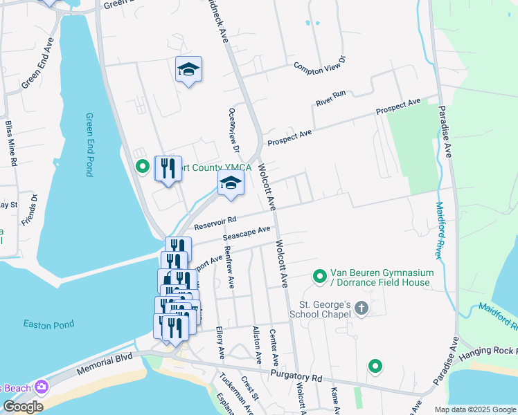 map of restaurants, bars, coffee shops, grocery stores, and more near 117 Wolcott Avenue in Middletown