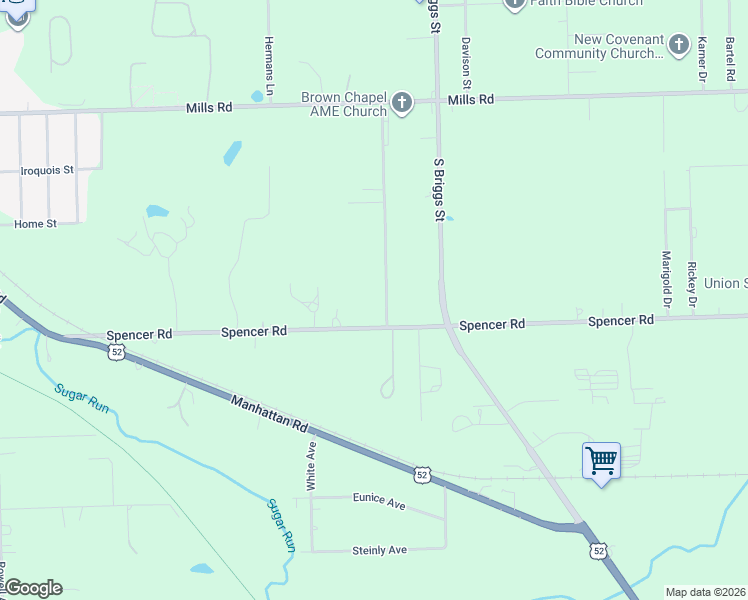map of restaurants, bars, coffee shops, grocery stores, and more near 1427 Burger Avenue in Joliet